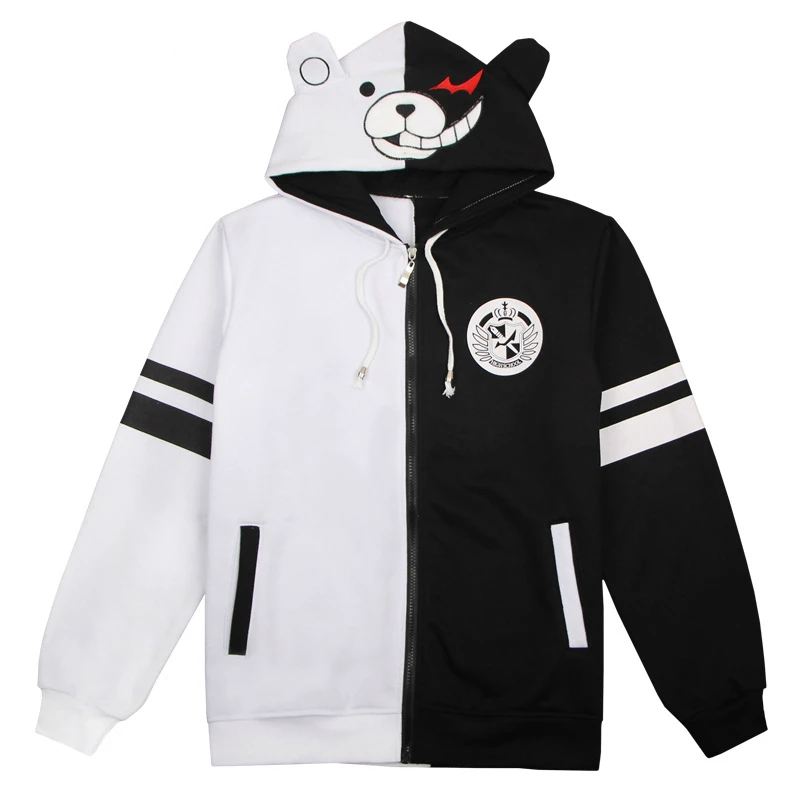 Danganronpa Monokuma костюм косплей унисекс Толстовка Черный Белый Медведь Костюмы Пальто Куртка