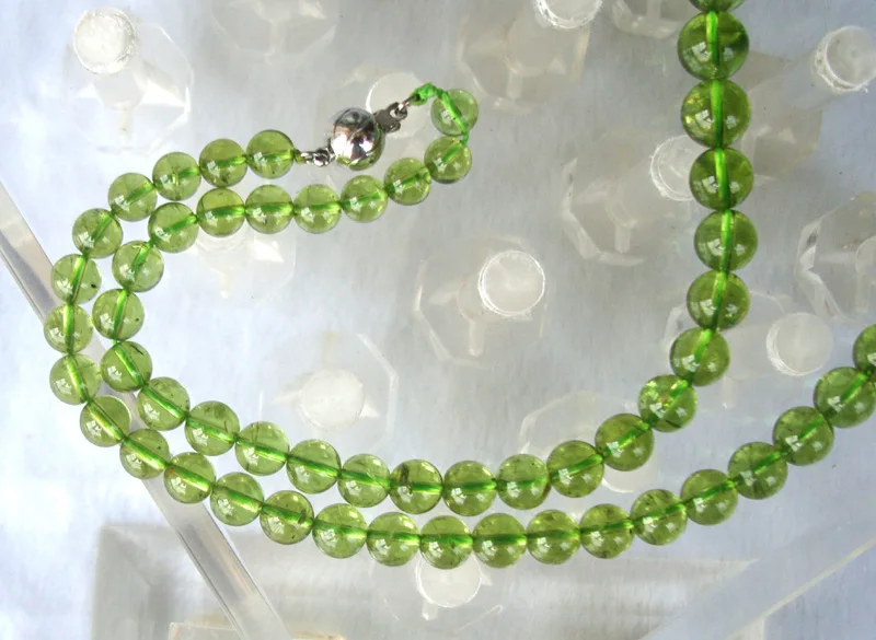 Free Shipping Natural Peridot Round Beads Necklace Women Jewelry Accessories Weddings Parties Birthday Gift