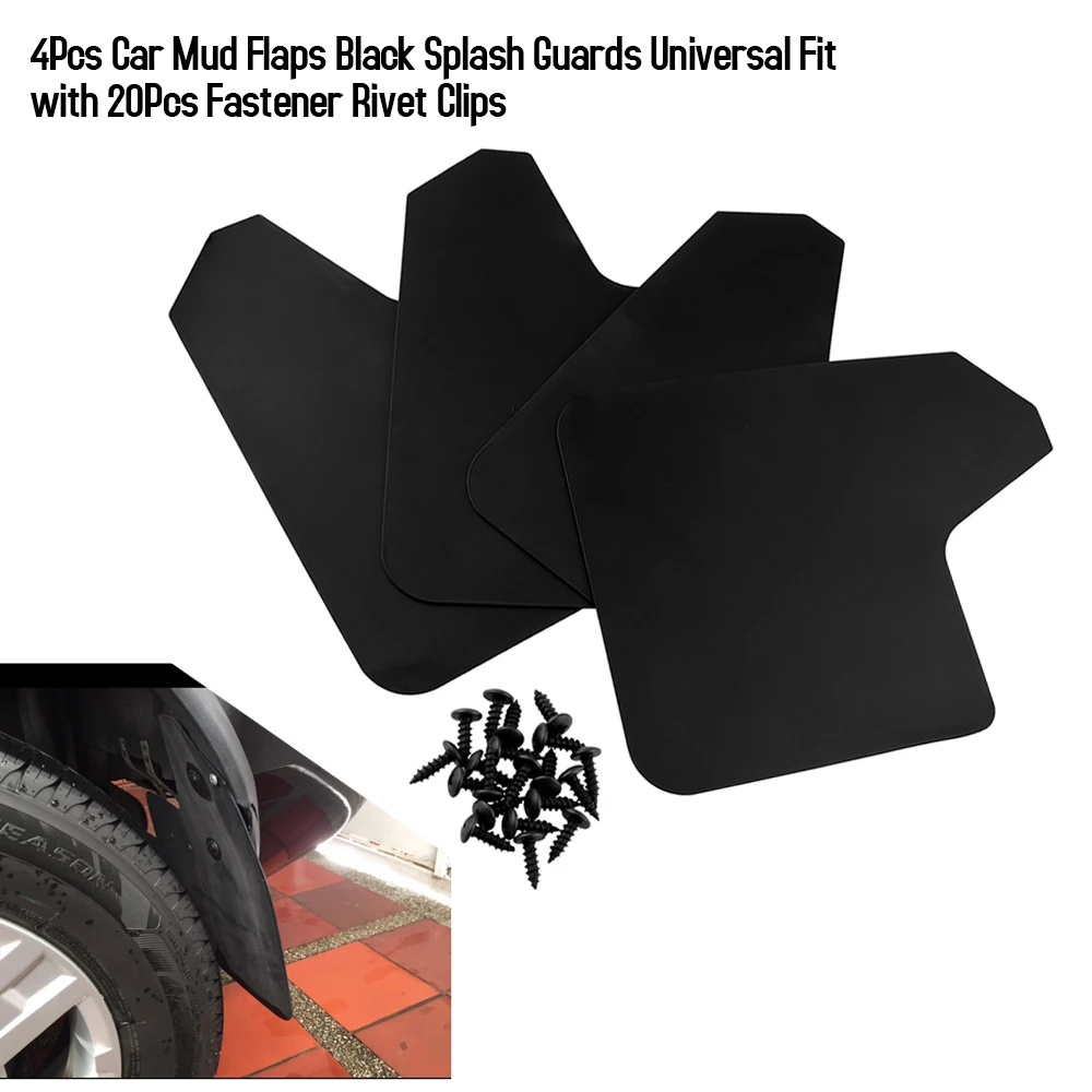 

Hot New 4Pcs Car Mud Flaps Splash Guards Universal Fit with 20Pcs Fastener Rivet Clips 2019