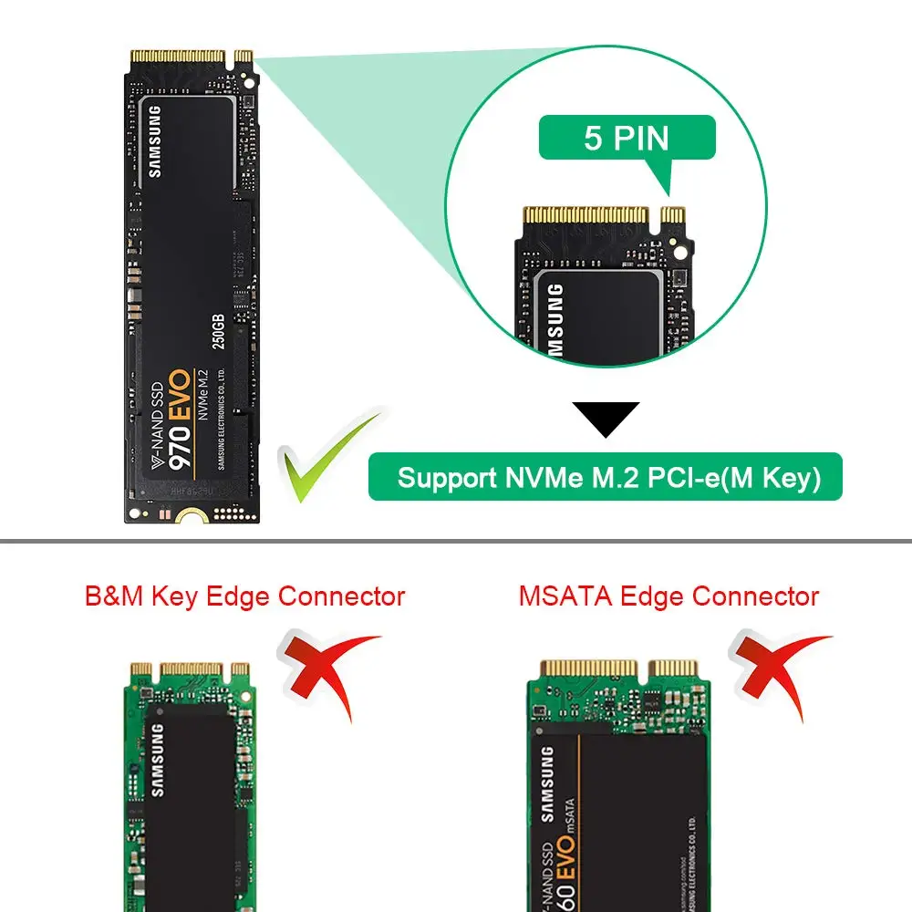  Onvian M.2 NVME PCIe SSD Gehäuse zu USB3.1 Typ-EINE Gen 2 10Gbps M.2 SSD Gehäuse PCIe NVMe festplat
