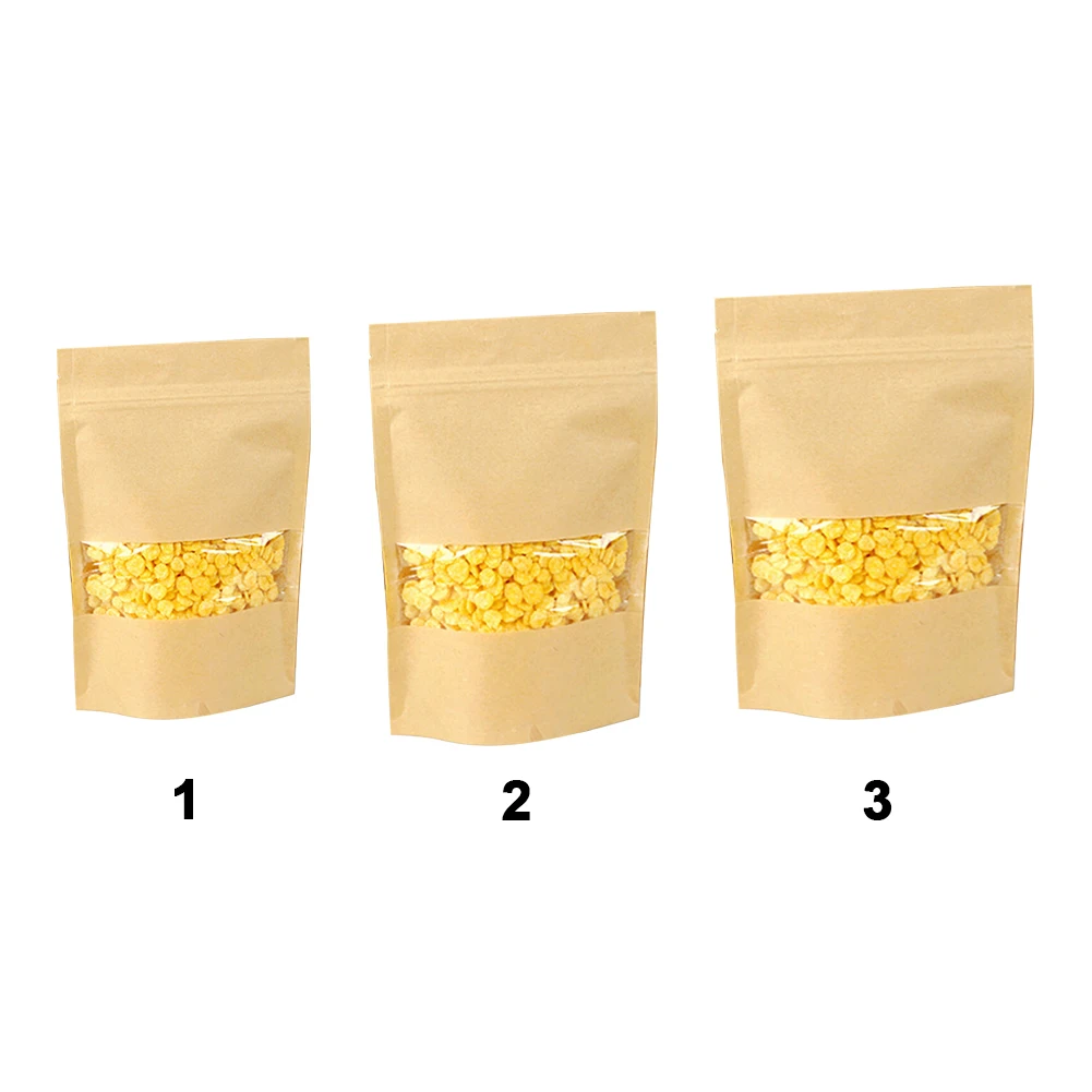 50PCS Tea Package Shopping Resealable Clear Window Practical Food Storage Zip Lock Stand Boutique Display Party Paper Bag