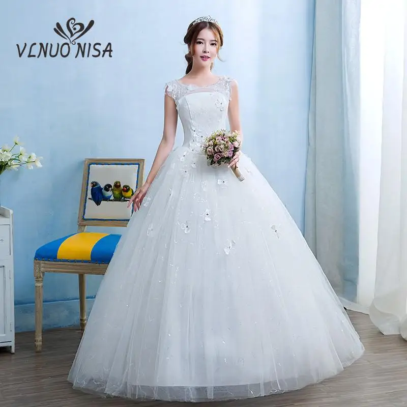 

Beatiful Flashion Simple Korean Lace Up Ball Gown Sweet Tank Wedding Dress Elegant Vestido De Noiva Bride Dress