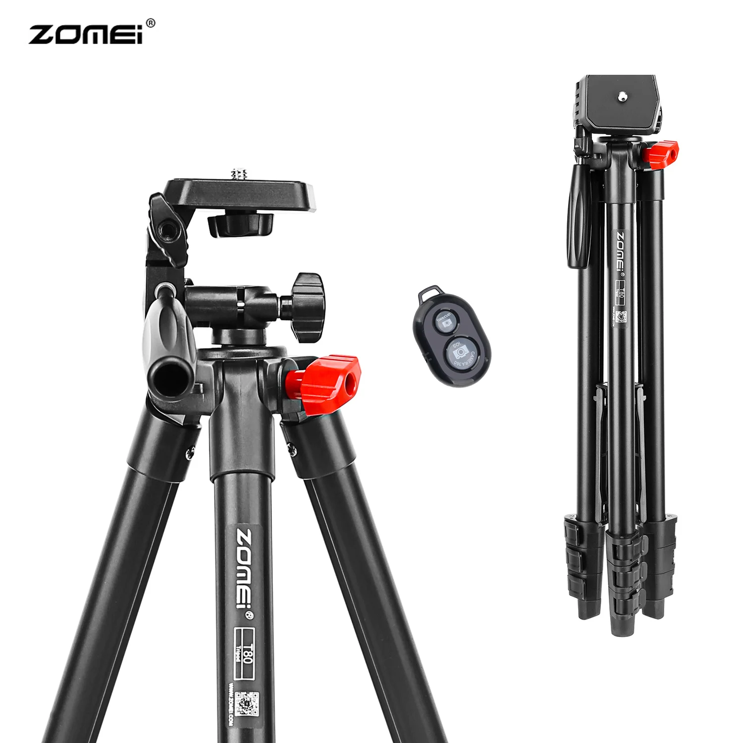 ZOMEi T80 Lightweight live Tripod for phone Video Travel Selfie with BT Remote Control for GoPro Action Camera monopod tripode