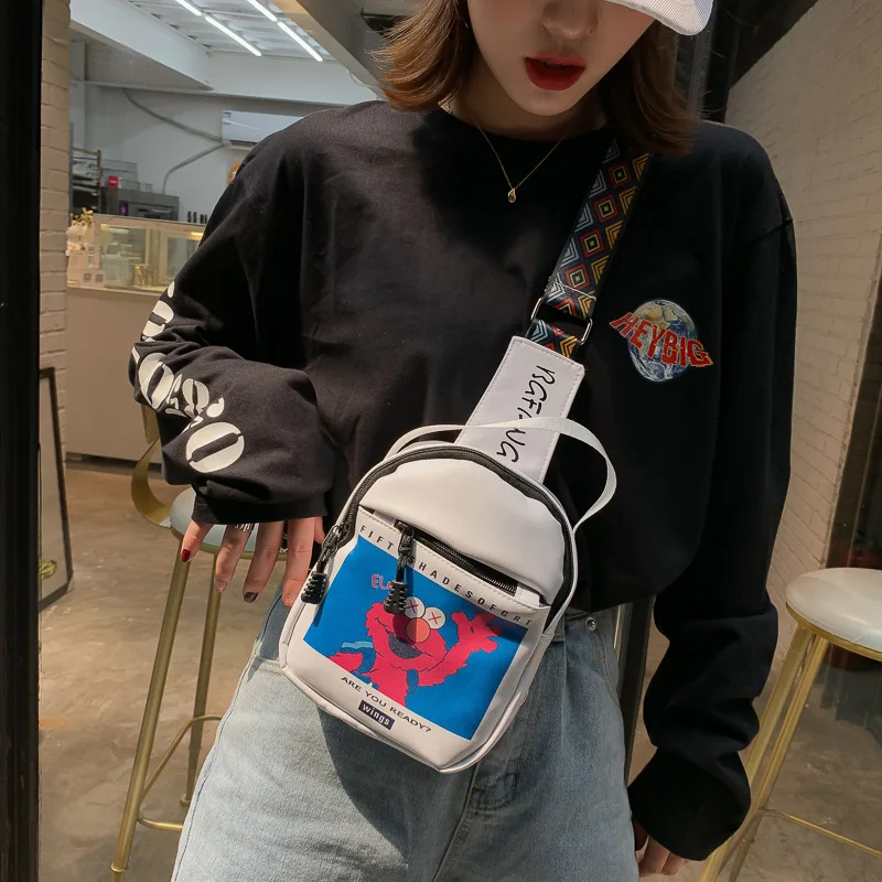 

2019 New Style Chest Pack INS Super Fire Sesame Street Korean-style Versatile Printed Casual Single-shoulder Crossbody Bag