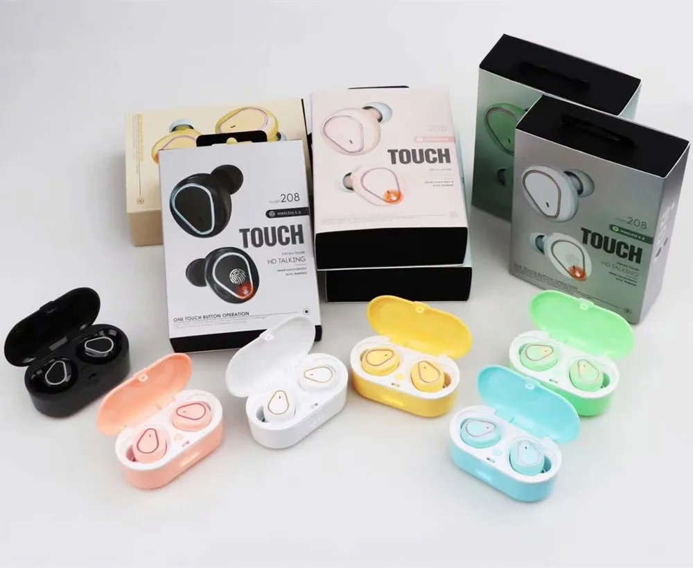 Macarone candy TWS 208 сенсорные Bluetooth 5,0 беспроводные наушники состояние батареи наушники с микрофоном для iPhone samsung huawei