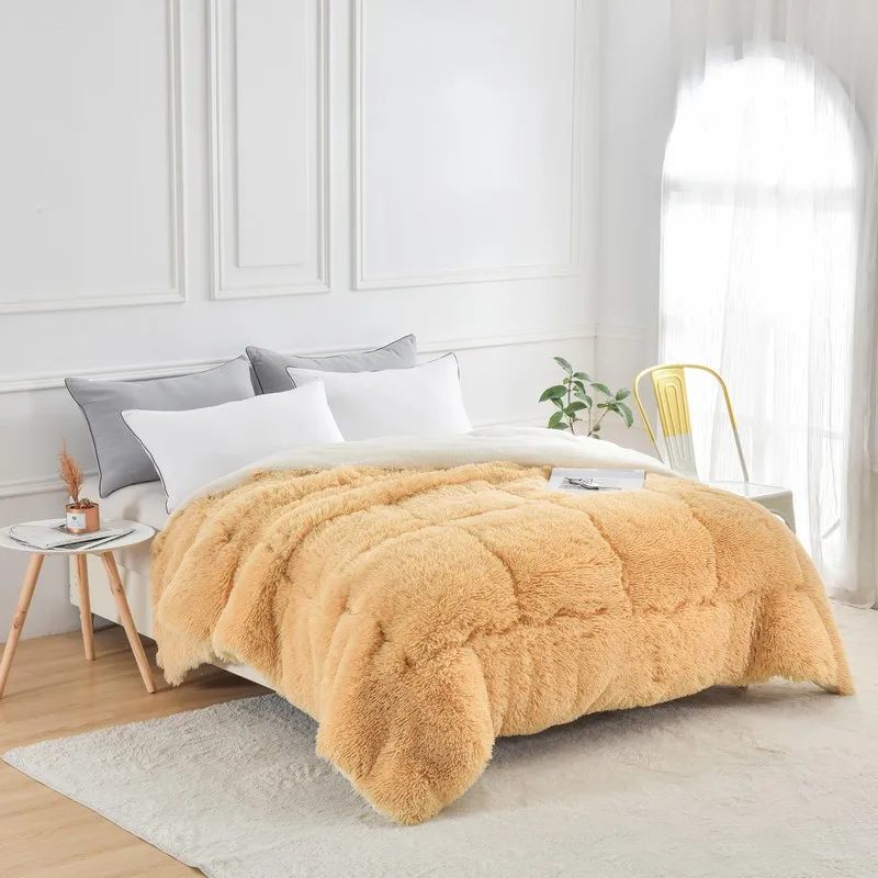 Длинное шерстяное одеяло, зимнее кашемировое теплое пуховое одеяло, 150*200 см, верблюжье одеяло, утолщенное лоскутное бархатное одеяло, японский стиль, домашняя кровать, пуховое одеяло - Цвет: camel long hair