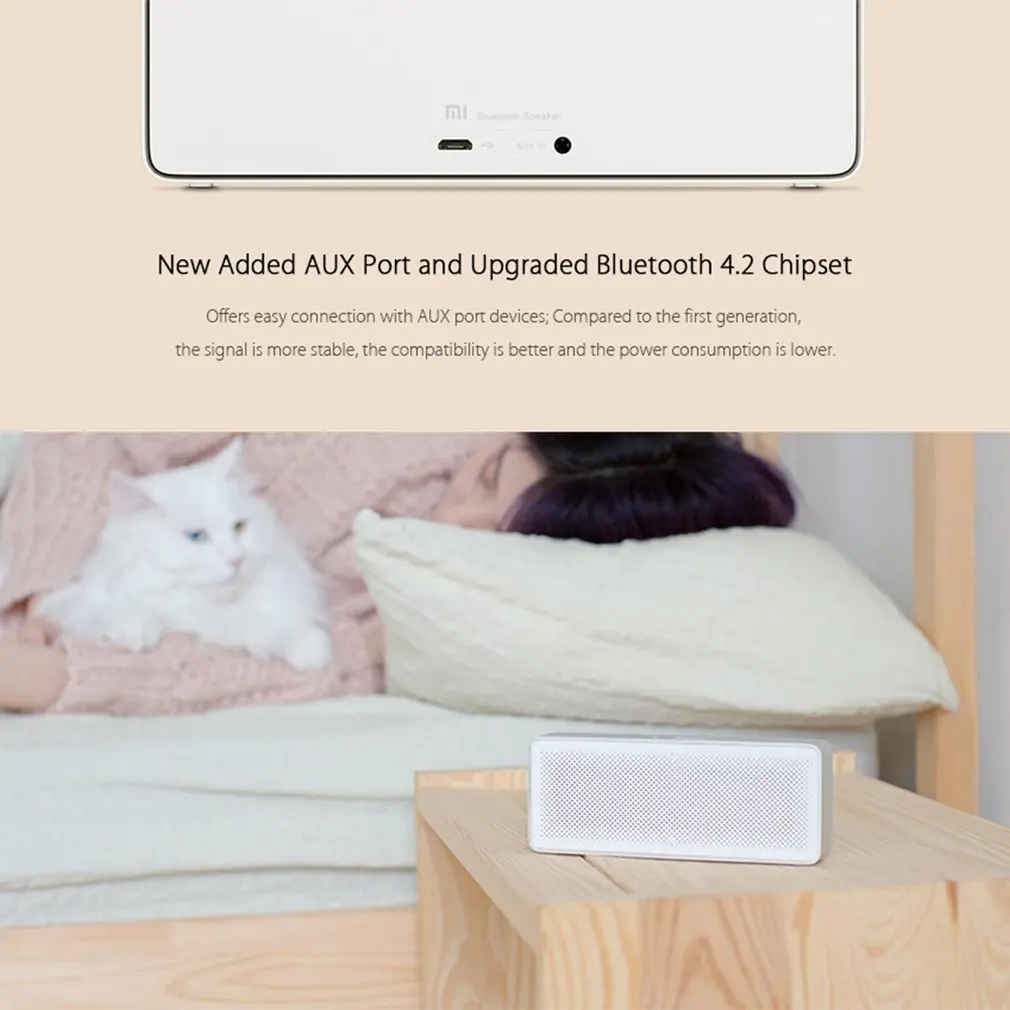 Xiaomi Mi Bluetooth динамик базовый 2 квадратных коробки 2 стерео портативный Bluetooth 4,2 Белый Высокое разрешение HD звук качество воспроизведения