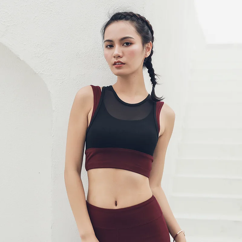 

New Style Double Color Double Layer Beauty Back Shock-resistant Sports Underwear Vest Style Women's Push up Stereotypes