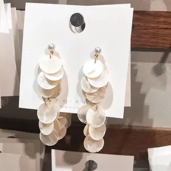 

Fashionable pearl flower shell high quality earrings and studs