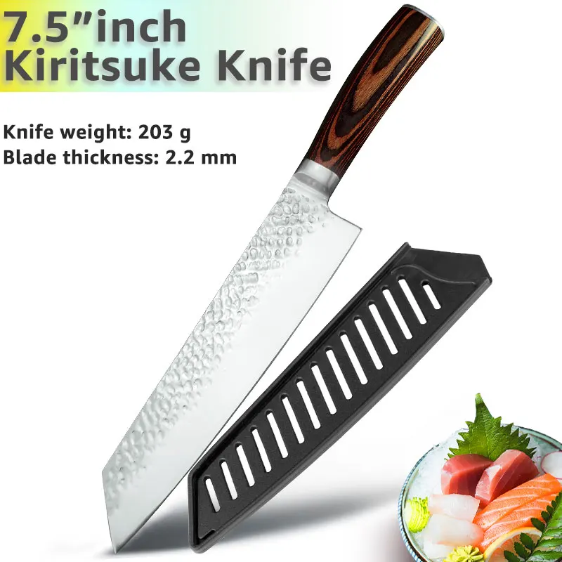 Кухонный нож 8 дюймов, нож шеф-повара 7CR17 440C, немецкие японские ножи из нержавеющей стали, нож для мяса, слайсер, нож Santoku, набор инструментов - Цвет: 7.5 inch kiritsuke