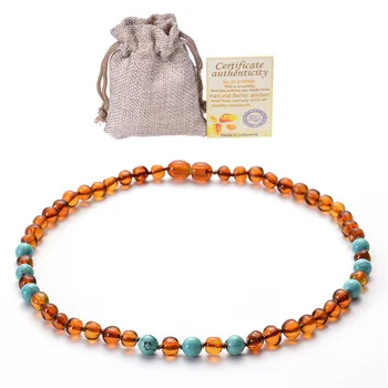 

Baltic Sea Natural Ore Amber Baby Necklace Purple Crystal Child Baby Teething Molar Amber Necklace Jewelry Health Environmental