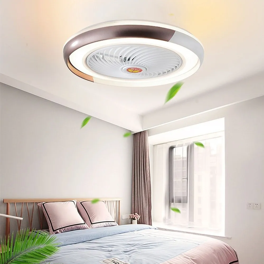 Nordic modern intelligent ceiling fan with Bluetooth application, remote control lamp, built-in interior decoration lamp, 50cm