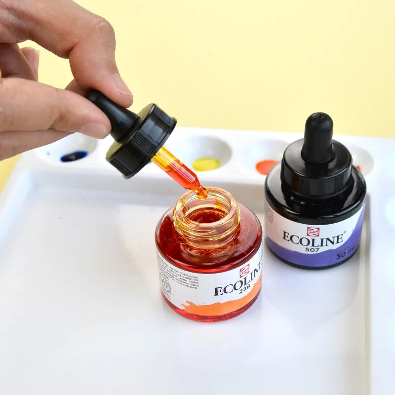 Ecoline Transparent Color 10 Color 30ML Watercolor Paint Pure Ink Set Glass Bottle Assemble Drawing Supplies Illustration Tool