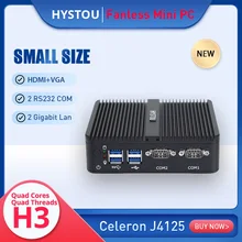 Escritório sem ventilador de baixa potência mini pc intel celeron j4105 barebone 2 * lan hd vga 2 * rs232 servidor htpc protable mini pci e wifi