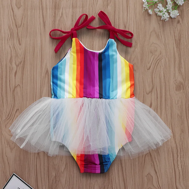 Белый Радужная одежда для малышей, Kawaii, боди на бретельках, платье-пачка без рукавов, боди для маленьких девочек, летняя одежда для маленьких девочек - Цвет: Белый