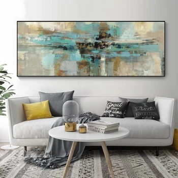 

Large Size Modern Turquoise Color Abstract Canvas Painting On the Wall Art Posters And Prints Graffiti Art Pictures For Bed Room
