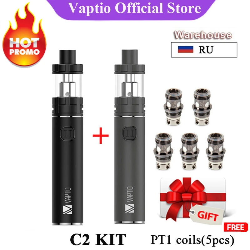 【 5 испарители 】Vaptio C2 Starter Kit с 100 Вт Мощность 3000 мА/ч Батарея 2 мл/4 мл электронная