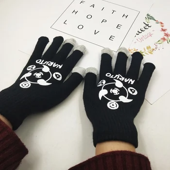 

New Fashion Winter Men Knitted Gloves Anime Naruto Touch Screen High Quality Male Mitten Thicken Warm Gloves Autumn