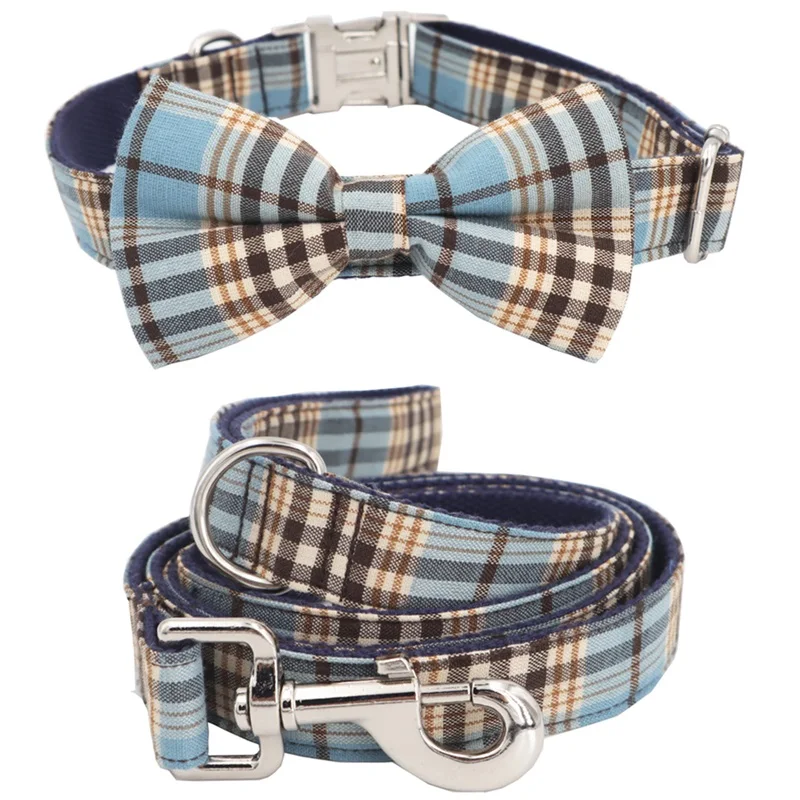 plaid bow tie dog collar