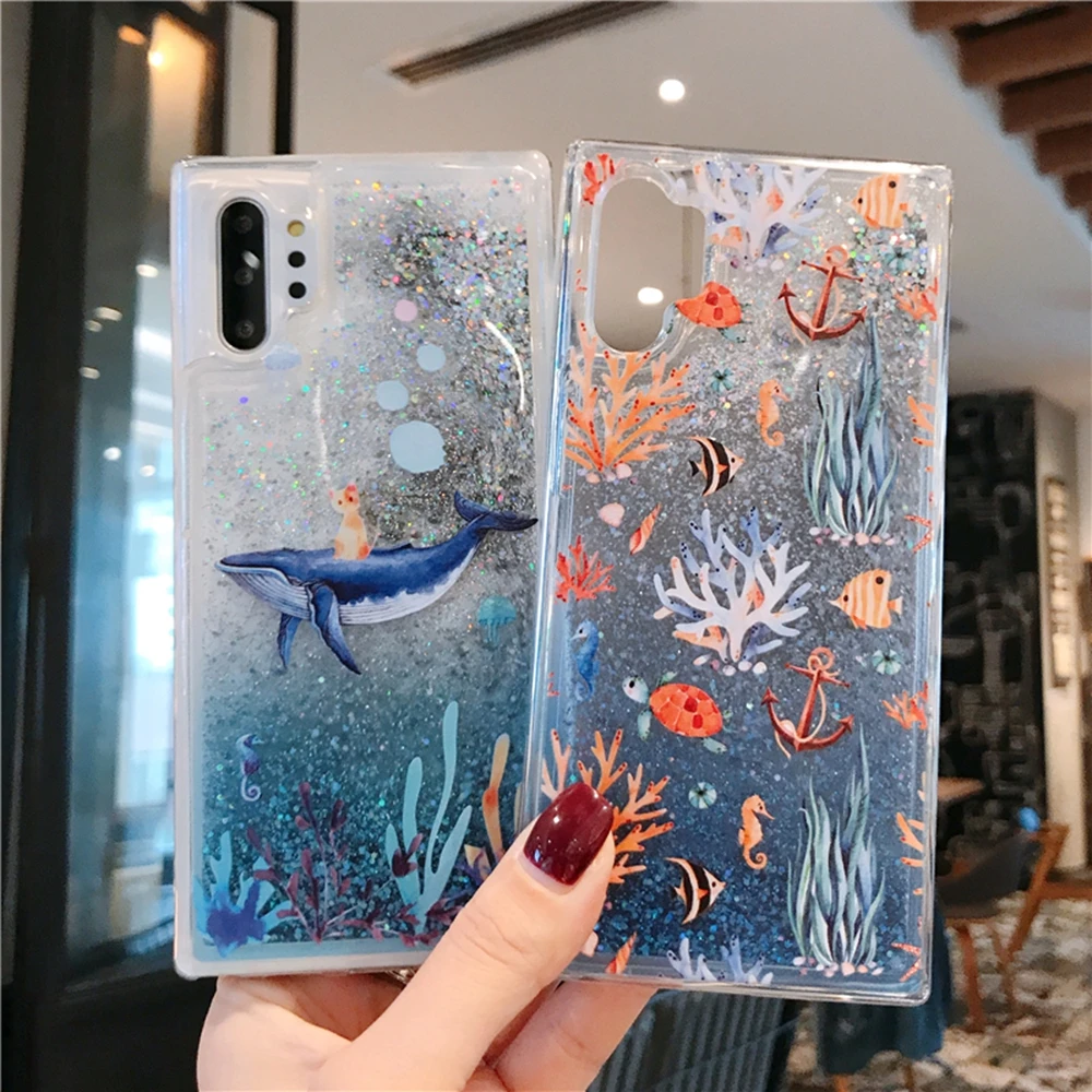 

Seabed coral whale Quicksand case for huawei honor 20pro 10 lite v10 v20 9 8x nova 5i 5 3i p20 lite p30 p smart z y9 prime cover