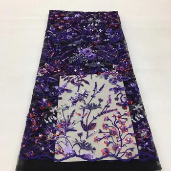 

Luxury Sequin Embroidery lace fabric dubai sewing High Quality tulle fabric African Sequin lace fabric for Christmas party dress