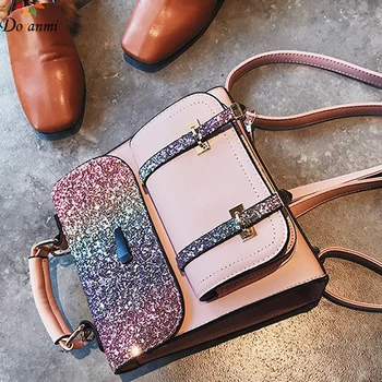 

DORANMI Shining Square Schoolbag Women's Backpacks 2020 Buckle Belt Back Shoulder Bag Female Schoolbag Book Mochila Daypack B493