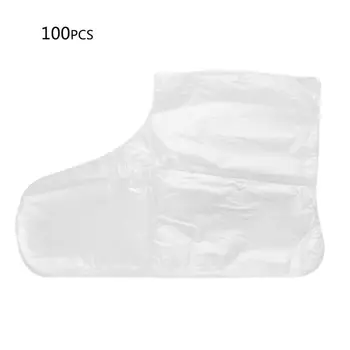 

100Pcs Disposable Plastic Foot Cover Transparent Paraffin Bath Liner Bag Booties