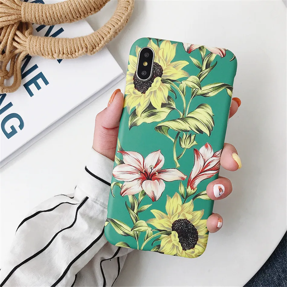 USLION Чехлы в стиле ретро с цветами и листьями для iPhone 11 Pro Max X XS XR Xs Max Чехлы для iPhone 6 6s 7 8 Plus мягкая IMD задняя крышка