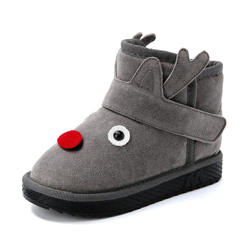 Gery(deer) Детская зимняя обувь с подсветкой для девочек и мальчиков; теплые плюшевые зимние детские ботинки; коллекция года; блестящая женская и мужская обувь с рисунком животных; светильник - Цвет: Gery(deer)
