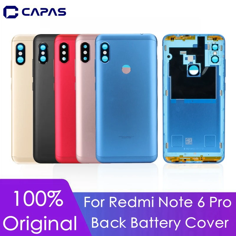 Для Xiaomi Redmi Note 6 Pro задняя крышка задняя батарея держатель sim-карты+ стекло камеры+ ключ для боковой кнопки запасные части
