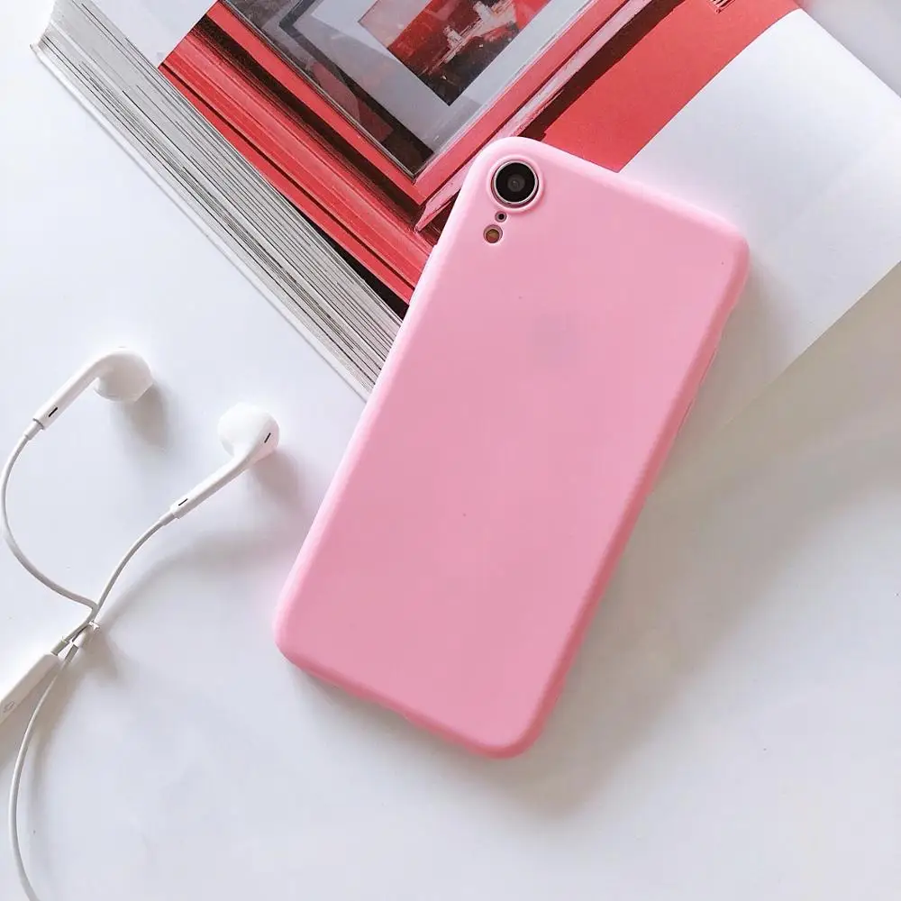 Чехол карамельного цвета для iphone 11 pro XS Max XR Силиконовый противоударный чехол для iphone 5 5S SE 6 6s 7 8 Plus X роскошный мягкий чехол из ТПУ - Цвет: dark pink
