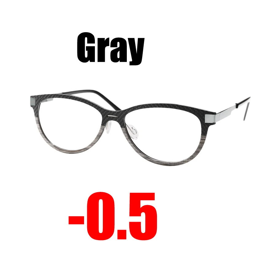 Gray -0.5 SOOLALA высококачественный анти-синий светильник для женщин очки для близорукости с подарочной упаковкой-0,5 от 0,75 до 5,0 6,0 оптическая оправа для очков по рецепту - Цвет оправы: Gray -0.5