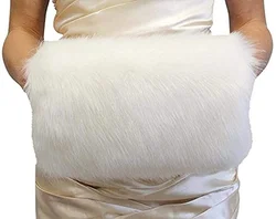 Women's Faux Fur Hand Muffs Bridal Cold Arm Warmers White Ivory Gray Black