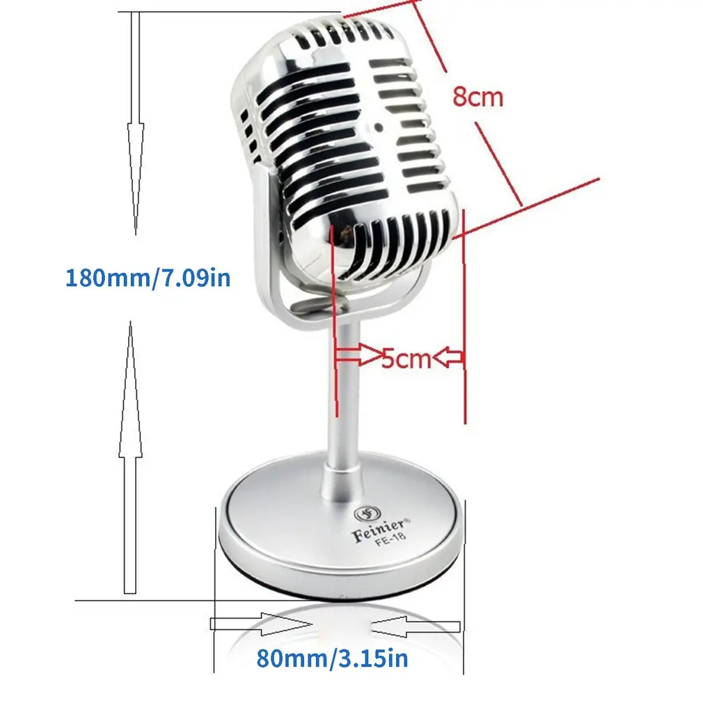 Винтаж Стиль Микрофон Студийный Проводной Классический ретро конденсаторный микрофон с подставкой Профессиональный KTV Mic