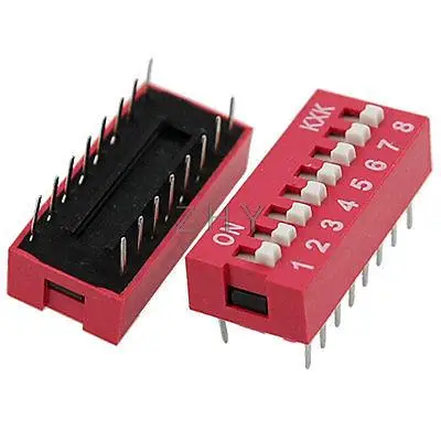 

5 Pcs 2.54mm Pitch 8 Position Piano Type DIP Switch Red Wzchk