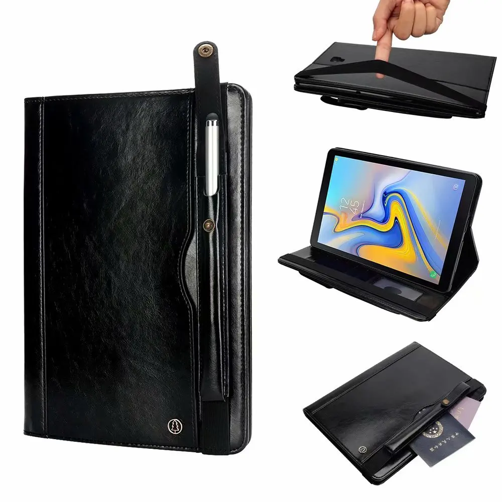 Бизнес дел кожа таблетки чехол для Samsung Galaxy Tab A T590 T595 SM-T590 SM-T595 10,5 дюймов с Карандаш Чехол-книжка защитный чехол держатель для карт+ подставка для ручек