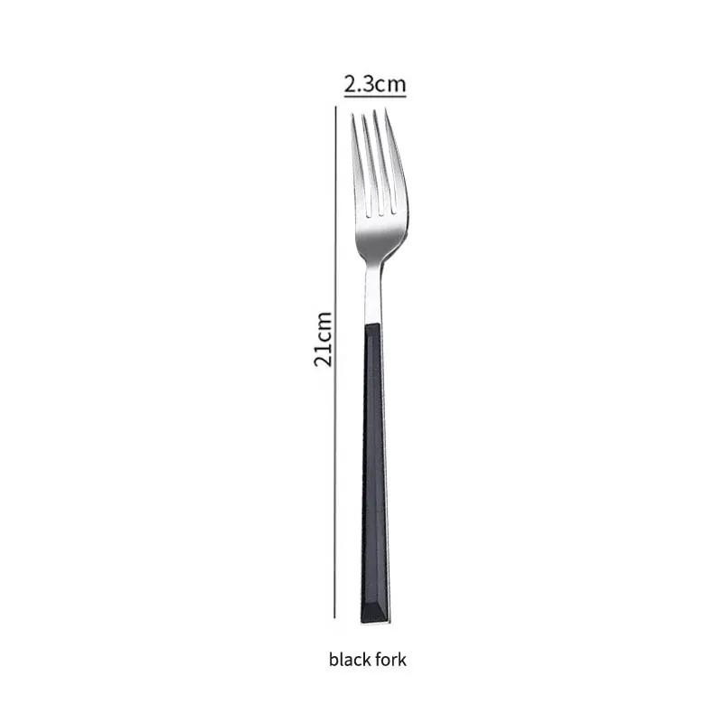 black fork 1 шт. Посуда из нержавеющей стали западные продукты для стейка вилка ложки, кухонные принадлежности долговечная посуда западные столовые приборы - Цвет: black fork