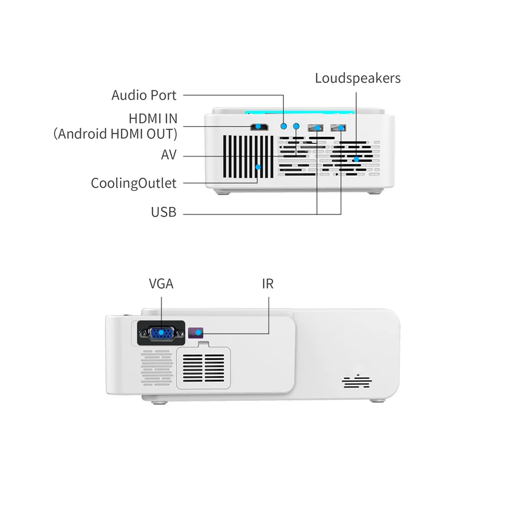 T5 Portable LED Projector 4K 2600 Lumens 1080P HD Video Projector USB HDMI Beamer For Home Cinema Optional Wifi Projector T6