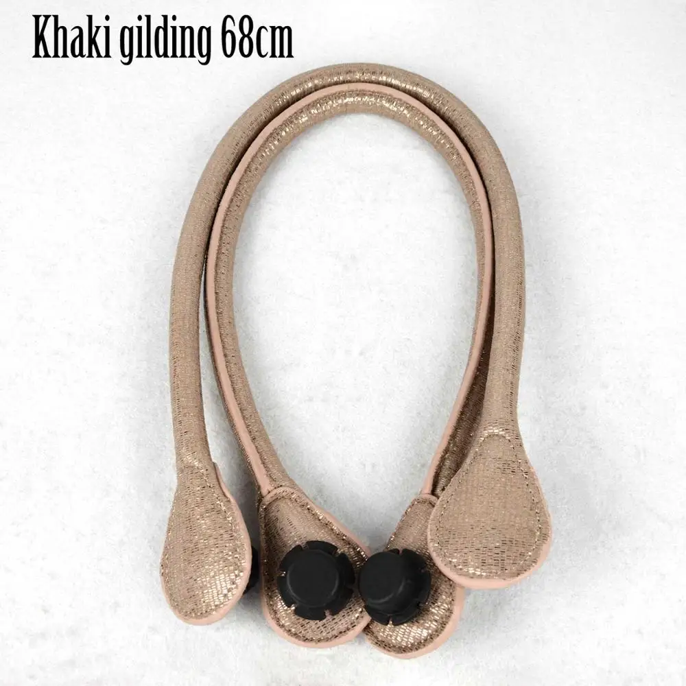 khaki gilding 68cm TANQU короткий длинный круглый Pu искусственная кожа ручка для Obag классический мини O сумка женские сумки на плечо - Цвет: khaki gilding 68cm