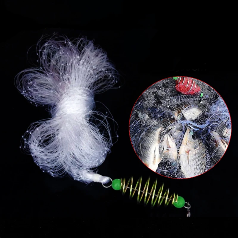 

Fishing net Multi Size fish net Trap Mesh Luminous Bead Copper Spring Shoal Netting Fishnet landing Tackle
