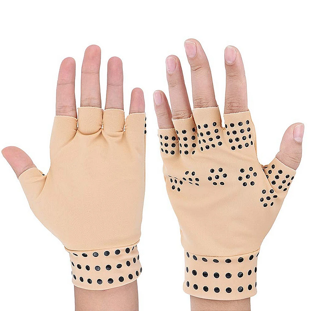 1 Pair Magnetic Therapy Gloves Fingerless Massager Arthritis Pain Relief Heal Joints Braces Supports Health Care Tool