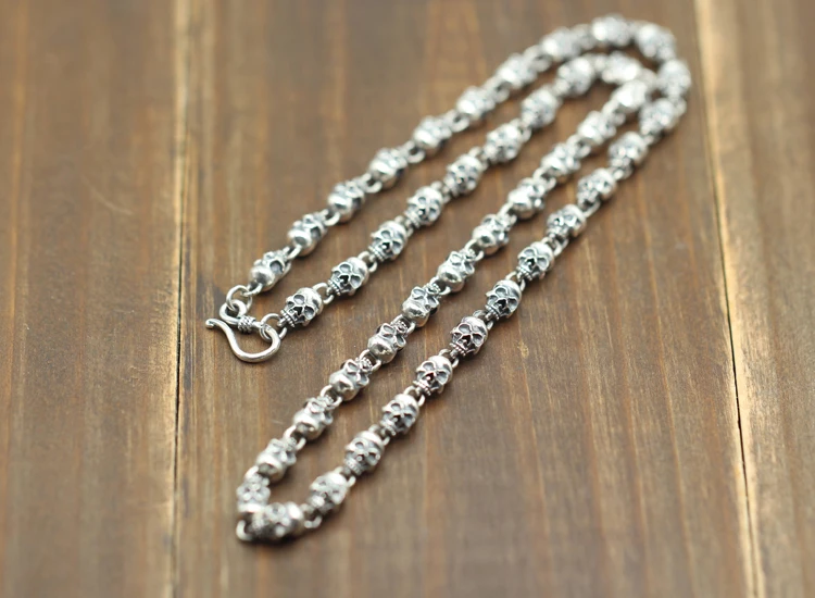 

New Arrival Skull Silver Chain 925 Sterling Silver Necklace Pendant for Men Fine Jewelry Thailand Vintage Style