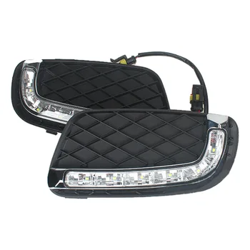 

beler NEW 2pcs Front Grille LED Car Daytime Running Light Fog Lamp DRL Fit For Mercedes Benz Smart Fortwo 2008 2009 2010 2011