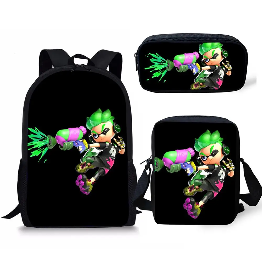 CDGX1160CEK Игра Splatoon 2 студента Школьный рюкзак, набор/комплект из 3 предметов для мальчиков и девочек с яркими рисунками из мультфильма про динозавров ортопедический рюкзак для малышей Детский блокнот портфель рюкзак - Цвет: CDGX1160CEK