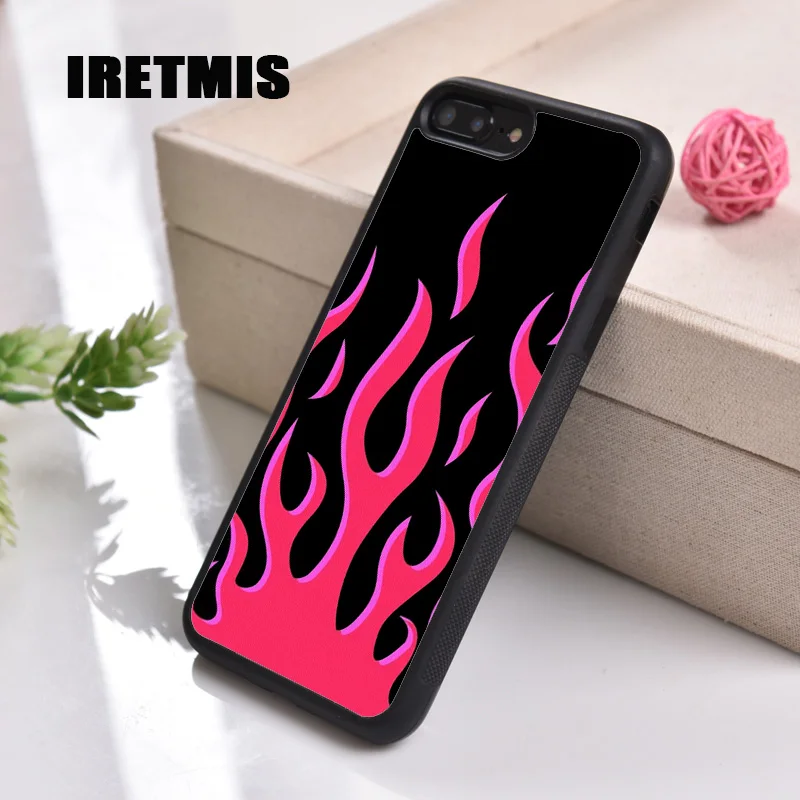 Iretmis 5 5S SE 6 6S Soft TPU Silicone phone case cover for iPhone 7 8 plus X Xs 80 Pro Max XR Red Flames |