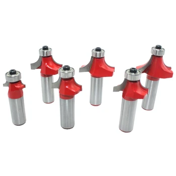 

SHGO HOT-6Pcs 12.7Mm Shank Corner Round over and Beading Edging Router Bit Set Carbide Tipped Tenon Cutter for Wood