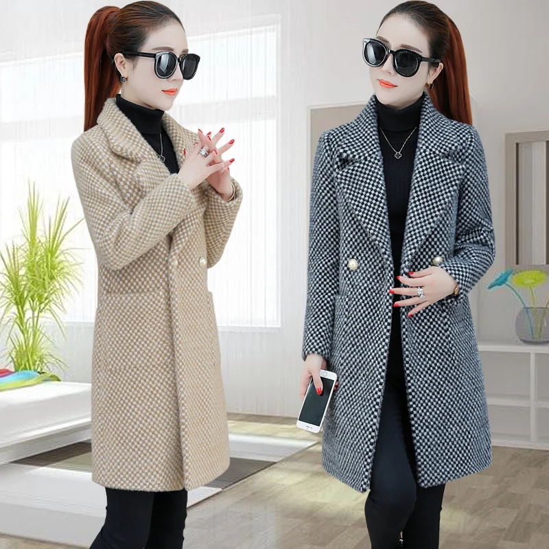 Роскошная Одежда шуба Женское шерстяное пальто высокого качества женские шубы