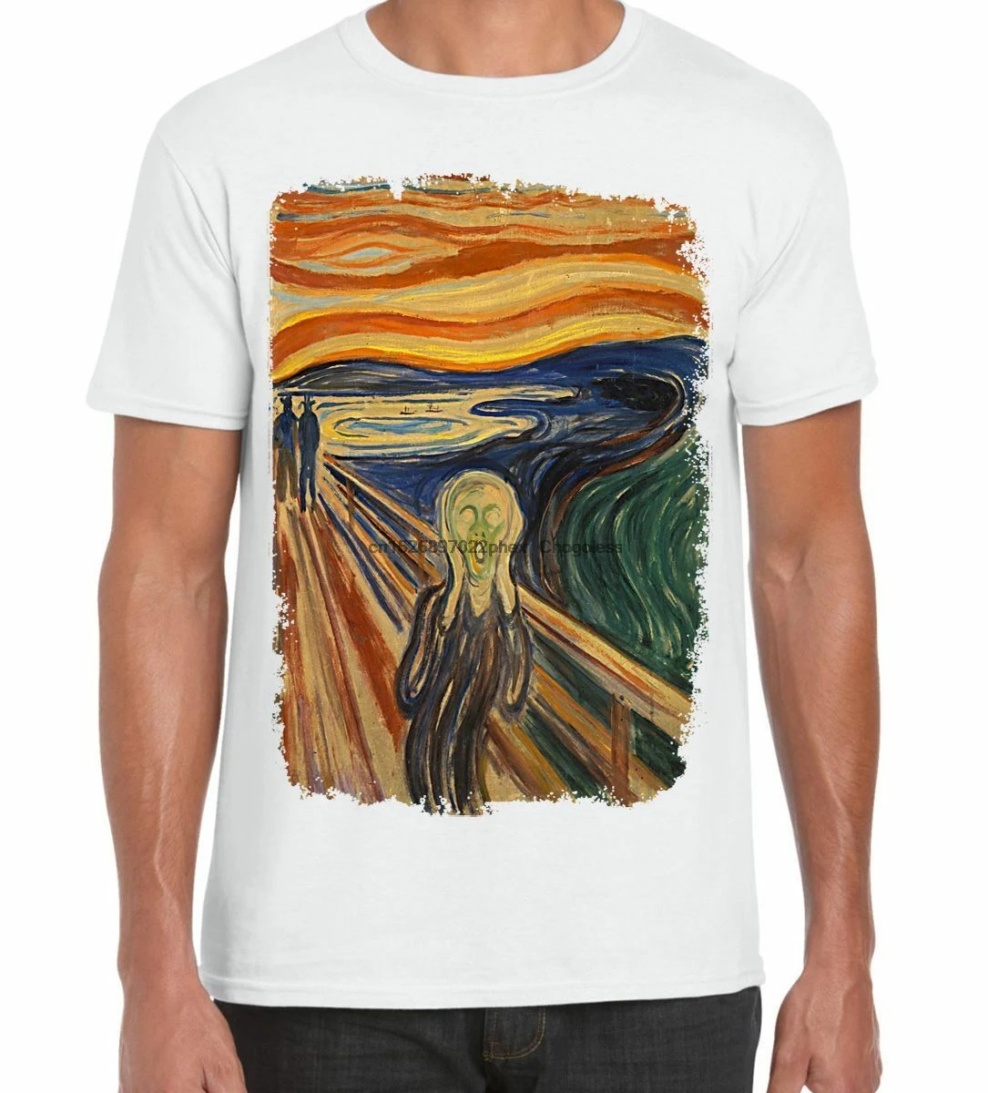 Edvard Munch The Cry Большая мужская футболка с принтом-изобразительный дизайн | Мужская