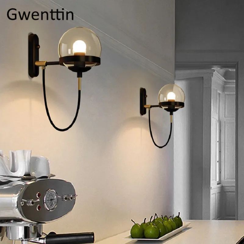 Nordic Glass Wall Lamps Modern Magic Bean Black Gold Sconce Wall Lights for Home Lighting Fixtures Industrial Lamp Loft Decor