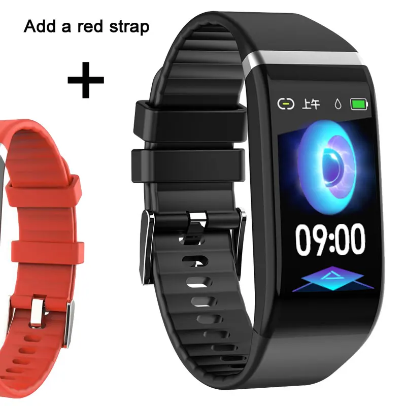 Add a red strap Фитнес-трекер, браслет, водонепроницаемый, умный браслет, сердечный ритм, тонкий браслет, измерение кровяного давления, смарт-браслет, часы для женщин - Цвет: Add a red strap